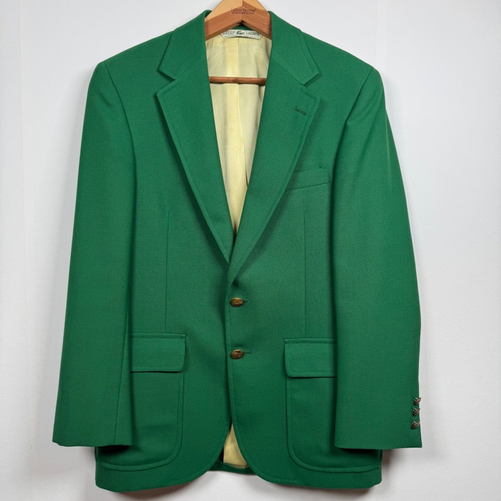 70s Izod Lacoste Sport Coat Men 38R Green Preppy Blazer Classic Academia Work